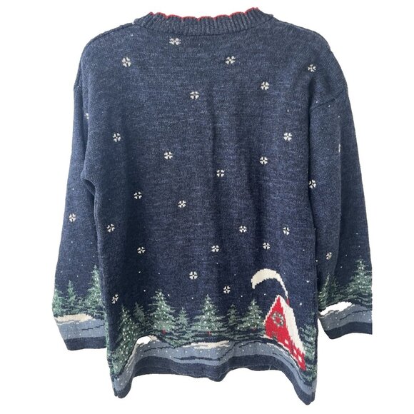 Vtg Nutcracker size S Grandmacore Ugly Christmas Sweater Santa Sleigh 39" Chest - Picture 2 of 10